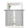 thumbnail image 1 of Modern Minimalist Curtains 45 Inch Length, Sheer Curtains for Bedroom Living Room Window Rustic Botanical Stripes Boho Gray Rod Pocket Voile Drapes Kitchen Curtains Small Half Window 42"x45" 2 Panels, 1 of 7