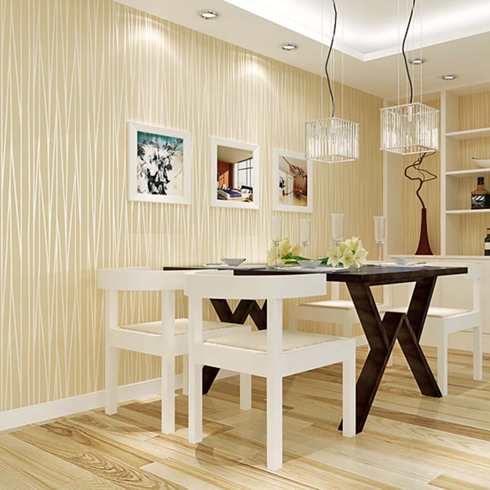 Modern Minimalist Curve Striped Wallpaper Tree Patterns Nonwoven
