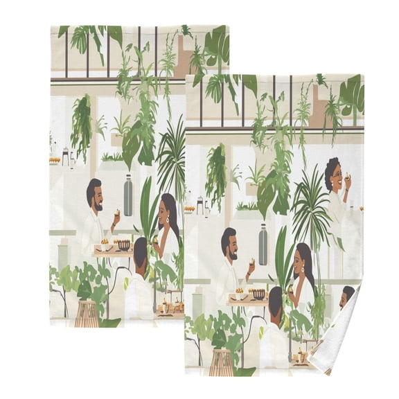 Modern Minimalist Design Set of 2 Pure Cotton Towels, 16'' x 28'', Highly Absorbent and Soft