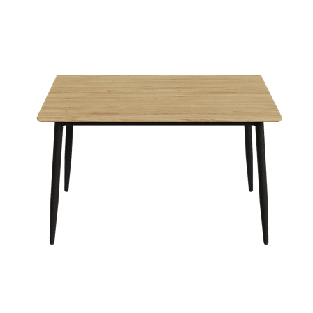 Modern Minimalist Dining Table - MDF Wood Grain Top with Black Metal Legs - Seats 4-6 - Easy Assembly Kitchen Table