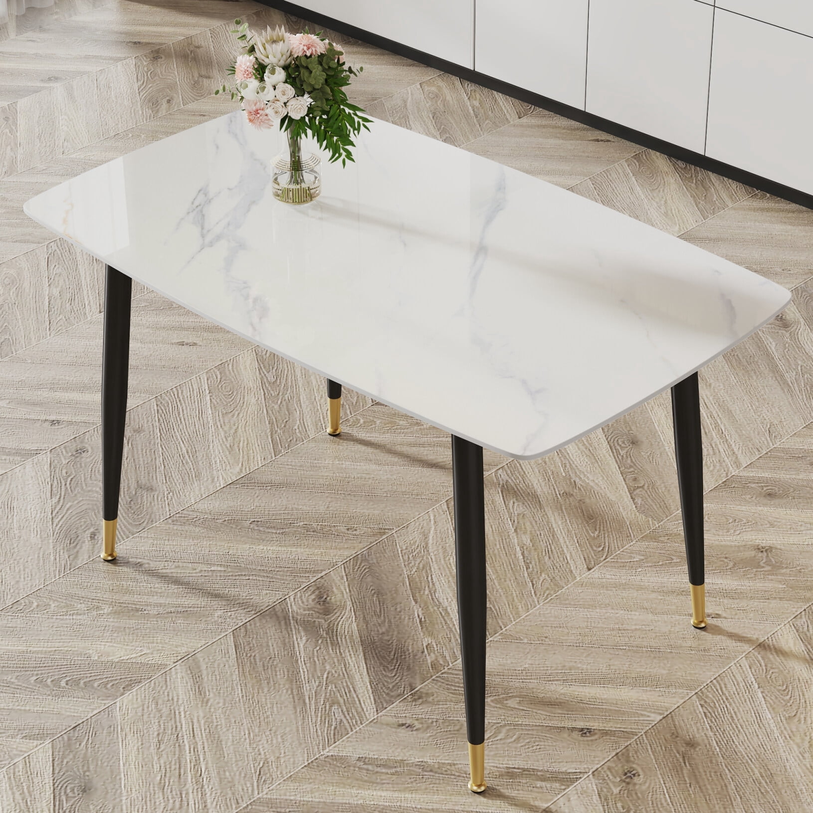 Modern Minimalist Dining Table, Sintered Stone Top Kitchen Table with ...