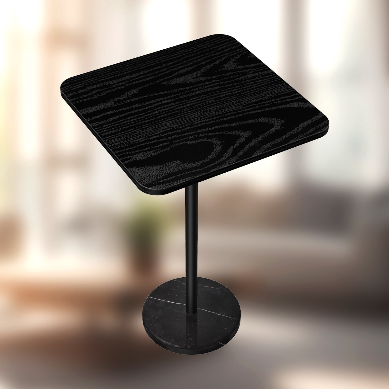 Modern Minimalist Dining Table with Artificial Marble Top Side Coffee Table Black