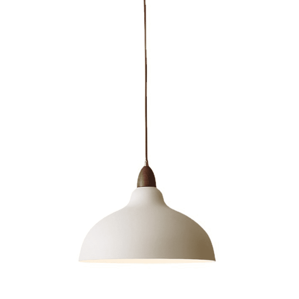 Modern Minimalist Dome Pendant Lamp, Wood Metal Iron Pendant Light Fixture, Semicircle Farmhouse Pendant Lighting, Japanese Style Rustic Chandelier for Dining Room Table Kitchen Island