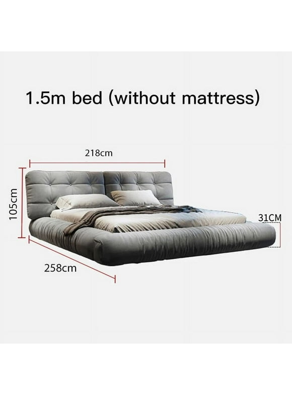 Modern Minimalist Double Bed Bedroom Furniture King Size Bed Technology Frosted Cloth Queen Size Frame Home Furniture
