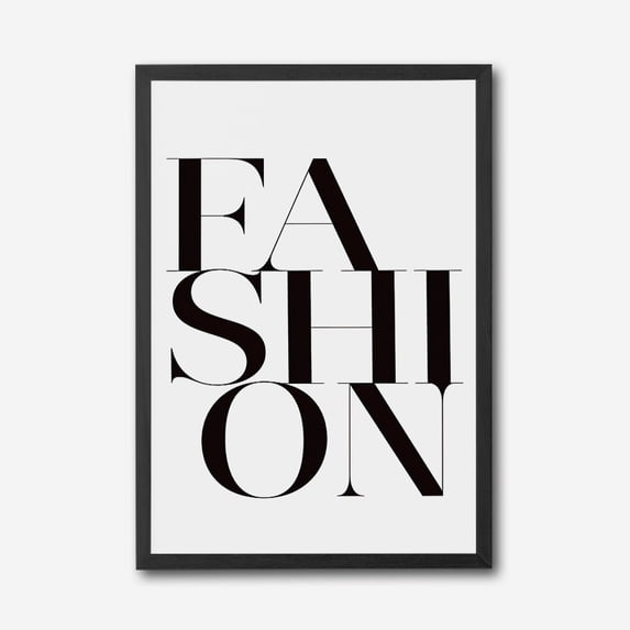 Modern Minimalist 'FASHION' Typography Canvas Wall Art – Black and White Print