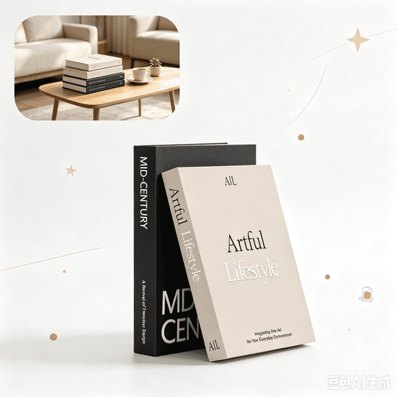 Modern Minimalist Faux Books for Decor, 2 Pcs Aesthetic Coffee Table Decor Set, Neutral Beige & Black Book Stack for Living Room, Stylish Bookends or Risers for Home Accent (E2)
