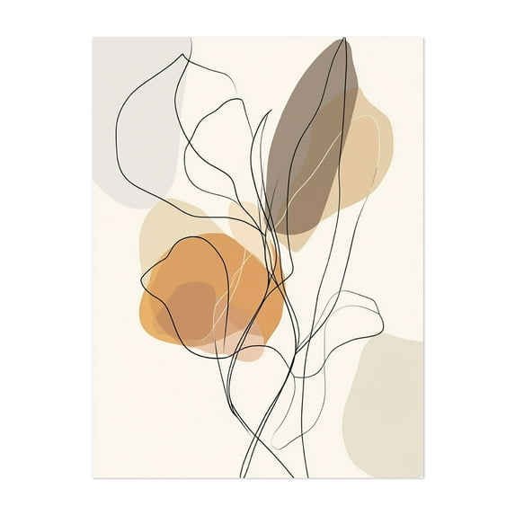 Modern Minimalist Floral Line Art - Line Drawing Unframed Wall Art Print 8 x 10 inches