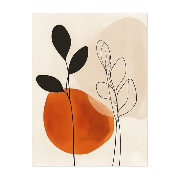 Modern Minimalist Floral Print - Line Drawing Abstract Minimalist Line Art Modern Art Geometric Botanical Boho Unframed Wall Art Print 5 x 7 inches
