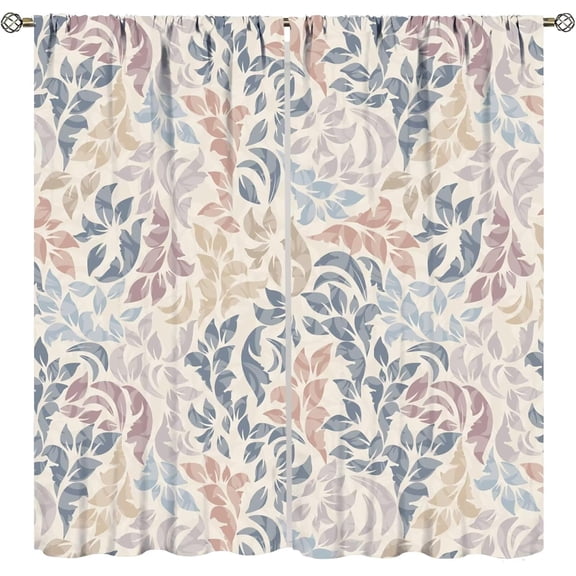 Modern Minimalist Flower Curtains,Colorful Plant Printing Window Treatments for Bedroom Living Room Kitchen Polyester Fabric Home Décor Drapes 42"W x 96"L (Pack of 2)
