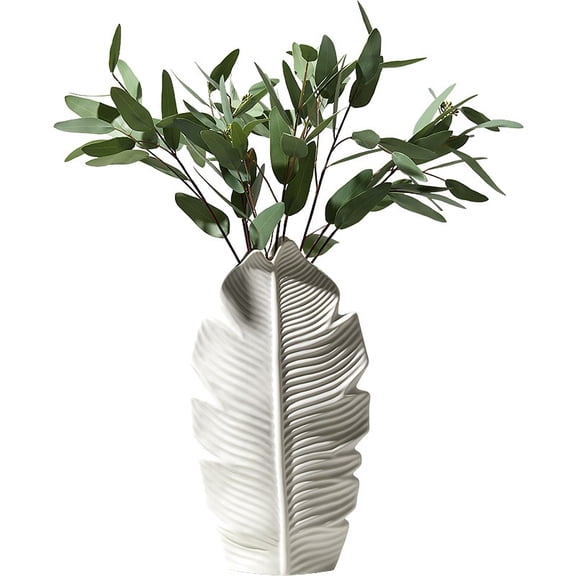 Modern Minimalist Leaf-Shaped Ceramic Vase, Home Decor Accent, Living Room Dried Flower Arrangement Vessel