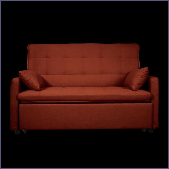 Modern Minimalist Linen 61-Inch Convertible Sofa Bed - 2-in-1 Sleeper with Reinforced Iron Frame & Side Storage for Apartments/Dorms | Linen | Cushion Back | Burlap