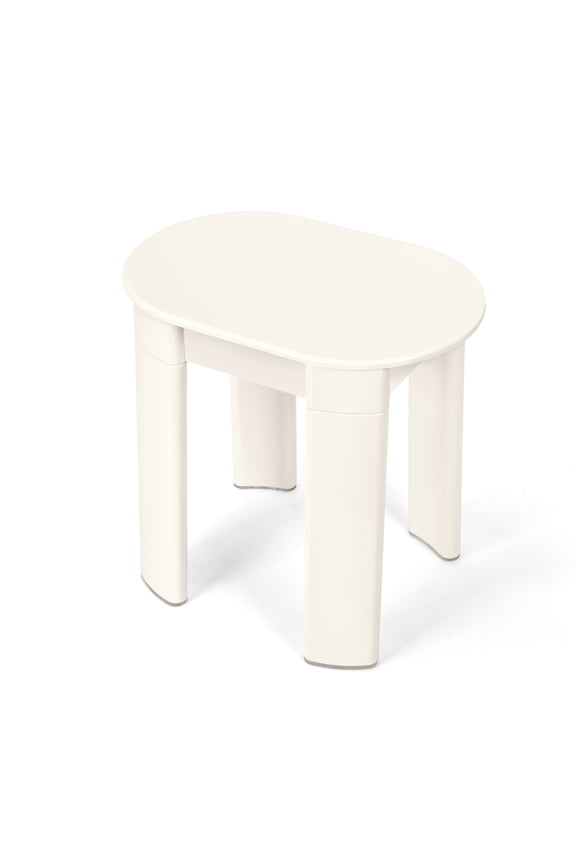 Modern Minimalist Low Small Plastic Round Stool, White