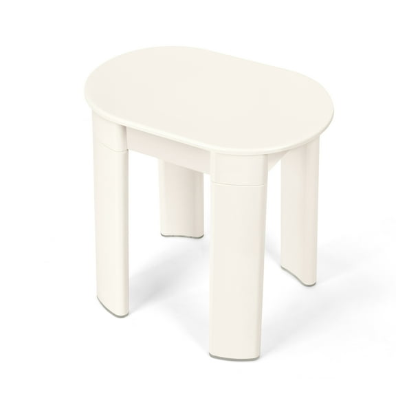 Modern Minimalist Low Small Plastic Round Stool, White