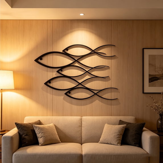 Modern Minimalist Metal Wall Art Decor, Elegant Atmospheric Hanging Wall Sculpture, Contemporary Accent for Home Interior Bar Living Room Bedroom Wall Decoration