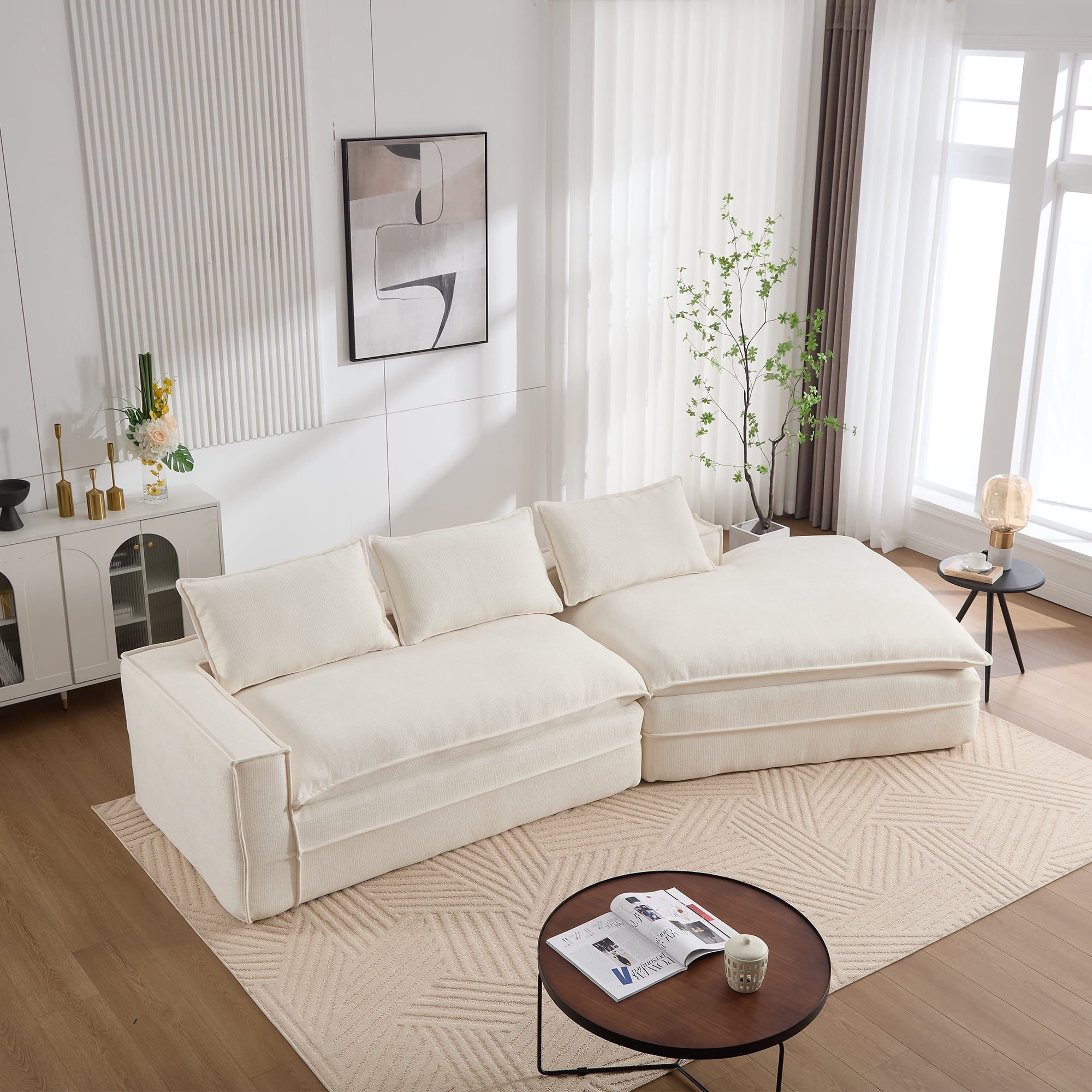 Modern Minimalist Modular Sectional Sofa, Upholstered Cloud Couch with ...