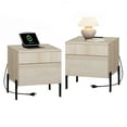 thumbnail image 1 of Modern Minimalist Nightstand Set Of 2, Reeded Wood End Table Set Of 2 With Built-In Charging Station For Bedroom, Living Room,Entryway, 1 of 10