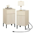 thumbnail image 1 of Modern Minimalist Nightstand Set of 2 with Built-In Outlets, Reed Pattern Design, 1 of 10