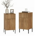 thumbnail image 1 of Modern Minimalist Nightstand Set of 2 with Built-In Outlets, Reed Pattern Design, 1 of 8
