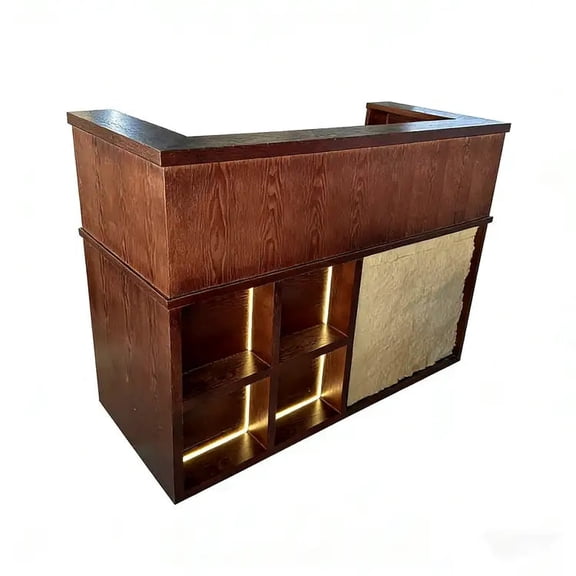Modern Minimalist Reception Desk 39138 in Wide with LED Accent Lighting & Transaction Counter