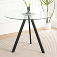 thumbnail image 1 of Modern Minimalist Round Glass Dining Table with Clear Glass Top & Black Metal Legs, Space-Saving Design for Kitchen, Dining & Living Room (Set of 1), 1 of 7