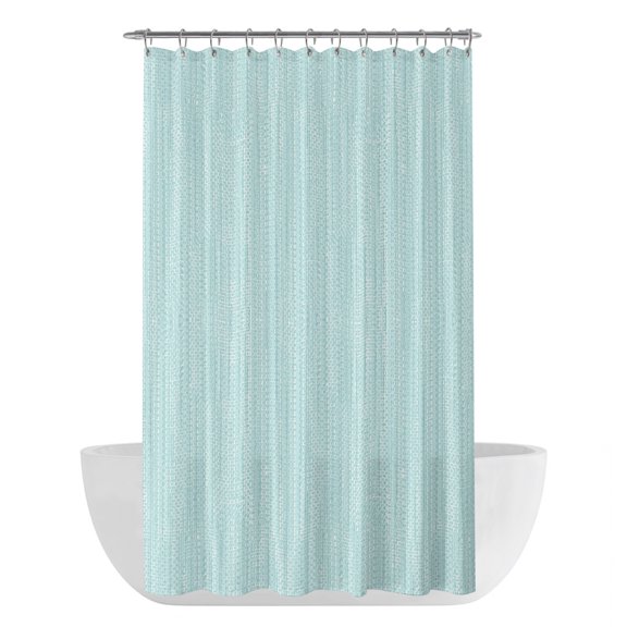 Modern Minimalist Shower Curtain - Water Repellent Fabric Shower Curtains Washable, Boho Solid Color Blue Decorative Polyester Cloth Bathroom Curtains Modern Bath Decor 36"x72"