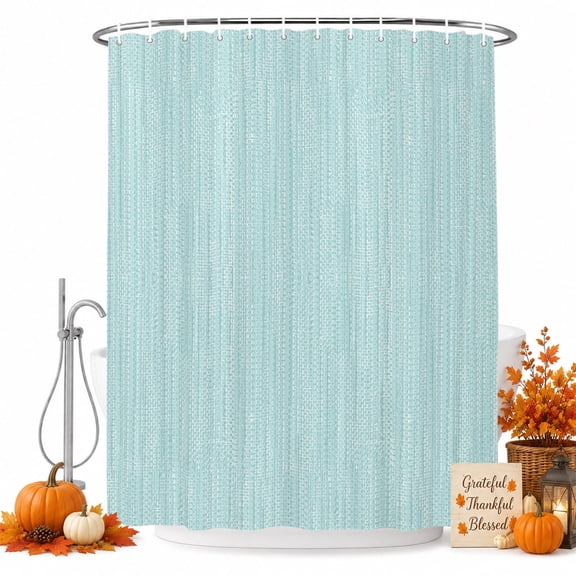 Modern Minimalist Shower Curtain, Waterproof Shower Curtains for Bathroom, Boho Solid Color Blue Washable Fabric Bathtub Curtain Set Bath Decor with 12 Hooks Stall 36"x72"