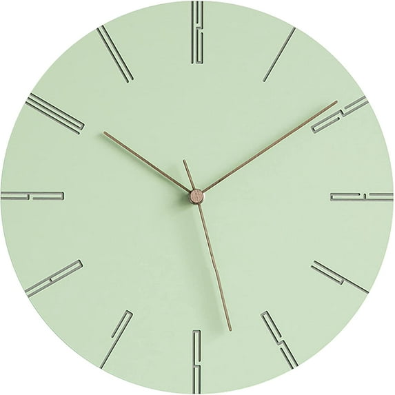 Modern Minimalist Silent Wall Clock Green Pastel Collection