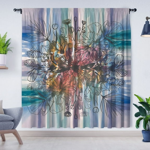 Modern Minimalist Style Curtains, Boho Style Plant Curtains, Blackout Curtains, Suitable for Room Bedroom Decoration(Rod pocket)