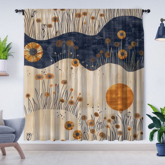Modern Minimalist Style Curtains, Boho Style Plant Curtains, Blackout Curtains, Suitable for Room Bedroom Decoration(Rod pocket)