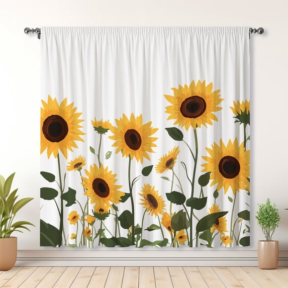 Modern Minimalist Style Curtains Sunflower Curtains Blackout Curtains Suitable For Room Bedroom Decoration St. Patrick's Day Gift(Rod pocket)