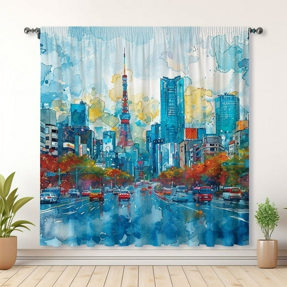 Modern Minimalist Style Curtains, Urban Blackout Curtains, Suitable For Room Bedroom Decoration(Rod pocket)
