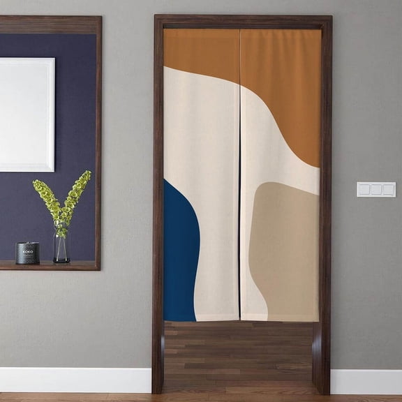 Modern Minimalist Style Door Curtain, Colorful Color Block Pattern Printing Modern Minimalist Door Curtain, Suitable for Home Kitchen Door Decoration
