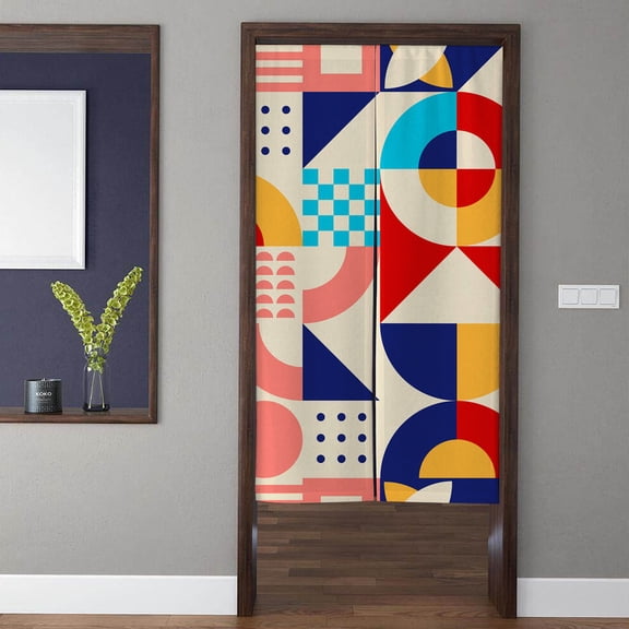 Modern Minimalist Style Door Curtain, Colorful Geometric Pattern Printing Modern Minimalist Door Curtain, Suitable for Home Kitchen Door Decoration