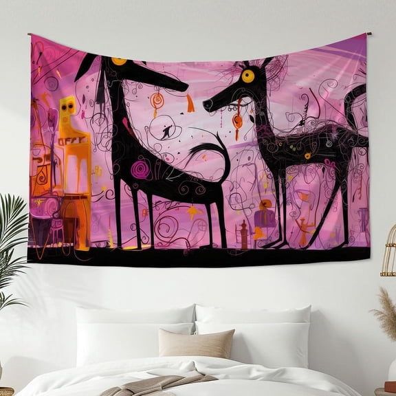 Modern Minimalist Style Tapestry, Abstract Dog Print Tapestry, Bedroom Living Room Dormitory Decoration, Home Decoration