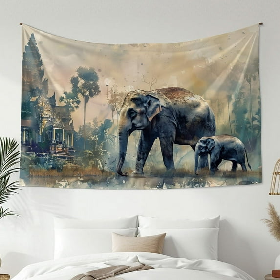 Modern Minimalist Style Tapestry, Elephant Print Tapestry, Bedroom Living Room Dormitory Decoration, Home Decoration