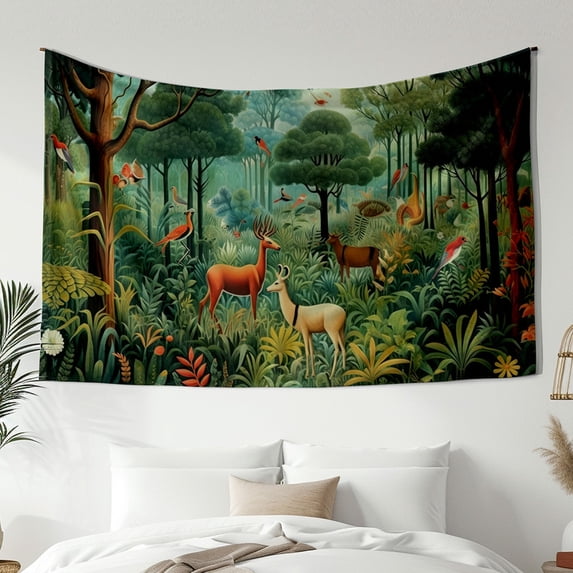 Modern Minimalist Style Tapestry, Forest Deer Wall Hanging Tapestry, Bedroom Living Room Dormitory Decoration, Home Decoration