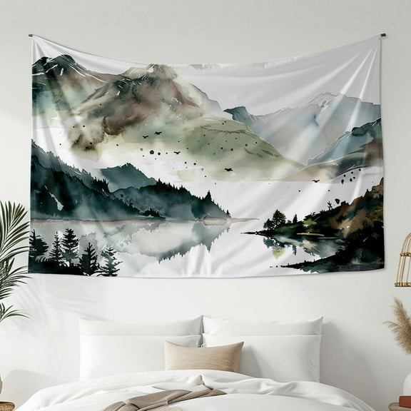 Modern Minimalist Style Tapestry, Ink Landscape Painting Wall Hanging Tapestry, Bedroom Living Room Dormitory Decoration, Home Decoration