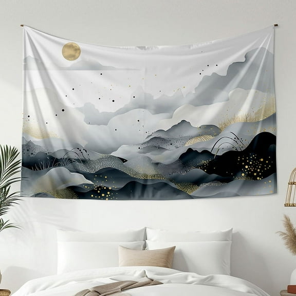 Modern Minimalist Style Tapestry, Ink Mountain Wall Hanging Tapestry, Bedroom Living Room Dormitory Decoration, Home Decoration