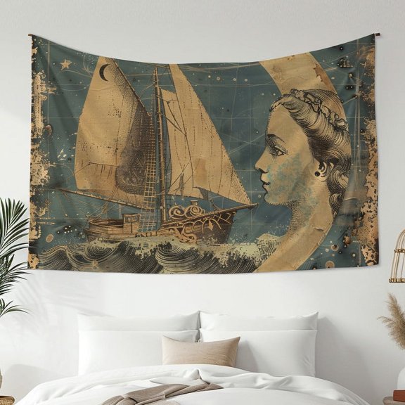 Modern Minimalist Style Tapestry, Sailboat Print Tapestry, Bedroom Living Room Dormitory Decoration, Home Decoration