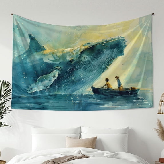 Modern Minimalist Style Tapestry, Whale Print Tapestry, Bedroom Living Room Dormitory Decoration, Home Decoration