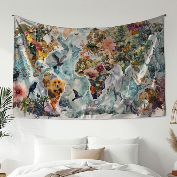 Modern Minimalist Style Tapestry, World Map Print Tapestry, Bedroom Living Room Dormitory Decoration, Home Decoration