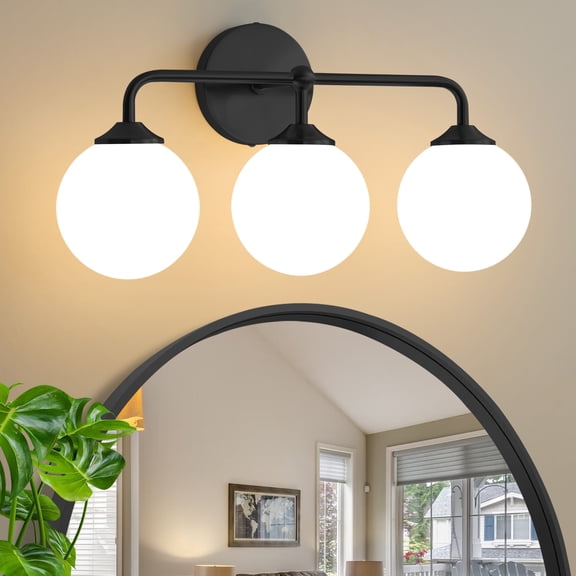 Modern Minimalist Style Vanity Lights Black 3 Light Bathroom Vanity Light Fixtures