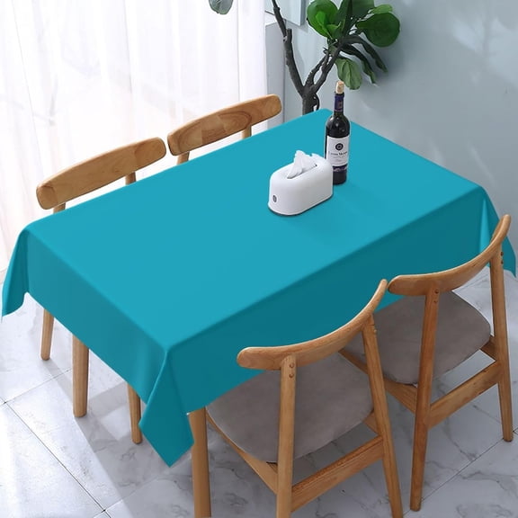 Modern Minimalist Teal Blue Rectangle Table Cloth Soft Washable Oblong Tablecloth Covers for Kitchen & Table Linens 60" x 84"