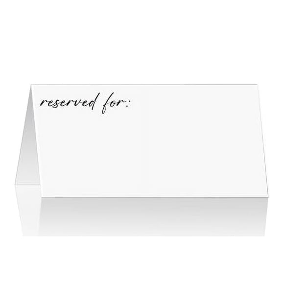 Modern Minimalist Tented Table Place Cards, for Wedding, Bridal Shower, Bachelorette or Engagement Party, Dinner Parties, Banquets, Easy Folding, 2"x3.5" Pack of 50 Cards, Made in USA