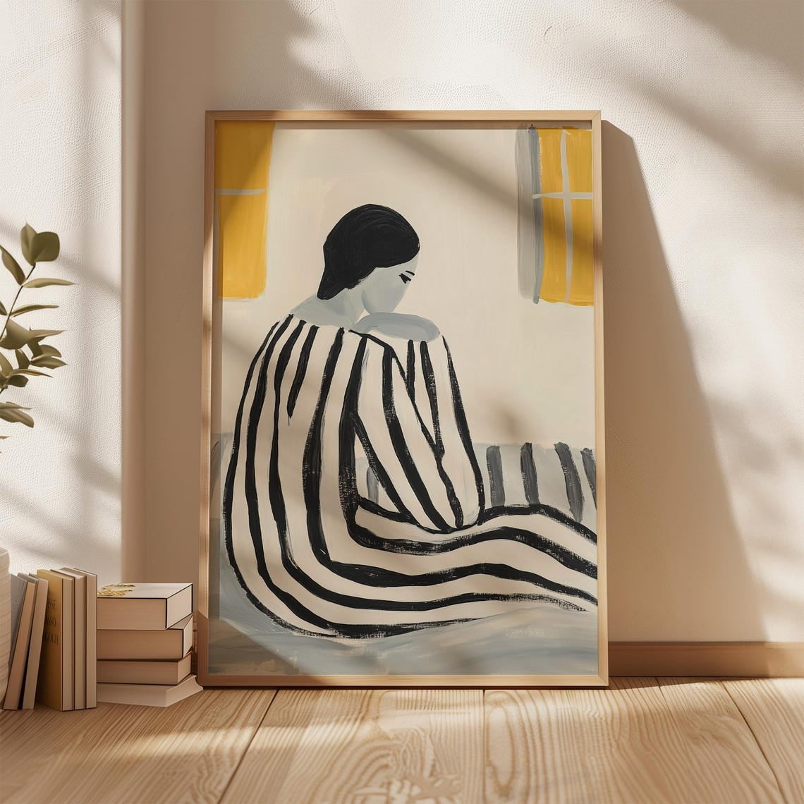 Curated visual reference: Picture Idea: Modern Minimalist Woman Art Print Black And White Abstract Illustration