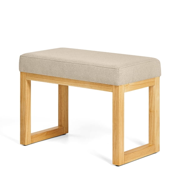 Modern Minimalist Wood Entryway Bench - Upholstered Shoe Changing Stool with Soft CushionBrown