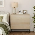 thumbnail image 1 of Modern Minimalist Wood Nightstand with 3 Drawers ,31.5" Large End Table,Reeded Design Bedside Table for Bedroom, Living Room,Entryway, 1 of 9