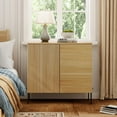 thumbnail image 1 of Modern Minimalist Wood Nightstand with Doors ,31.5" Large End Table,Reeded Design Bedside Table for Bedroom, Living Room,Entryway, 1 of 7