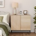 thumbnail image 1 of Modern Minimalist Wood Nightstand with Doors ,31.5" Large End Table,Reeded Design Bedside Table for Bedroom, Living Room,Entryway, 1 of 9
