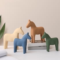 Modern Minimalist Wooden Horse Decor - Creative Wood Horse Statue Ornament for Home Living Room TV Stand Coffee Table Decor, Rustic Wooden Horse Figurine for Indoor Desktop Art Decor Gift, Green
